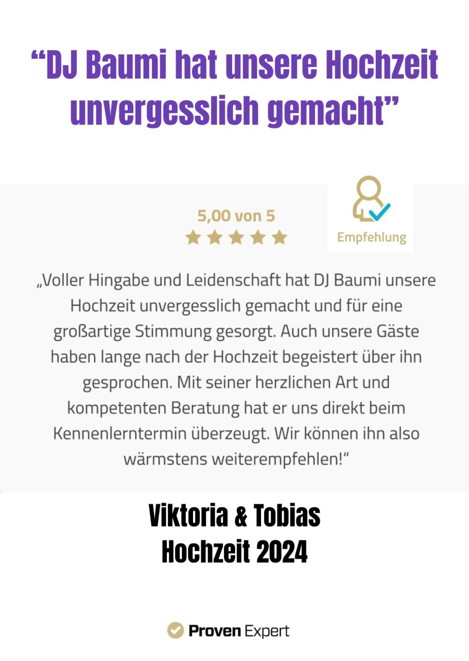 Bewertung von DJ baumi von einer Hochzeit 2024